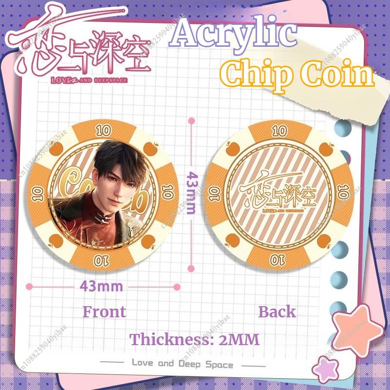 Love and Deepspace Sylus Rafayel Zayne Xavier Caleb 43MM Acrylic Chip Coin Anime Cosplay Double-Side Pattern Game Coin Fans Gift