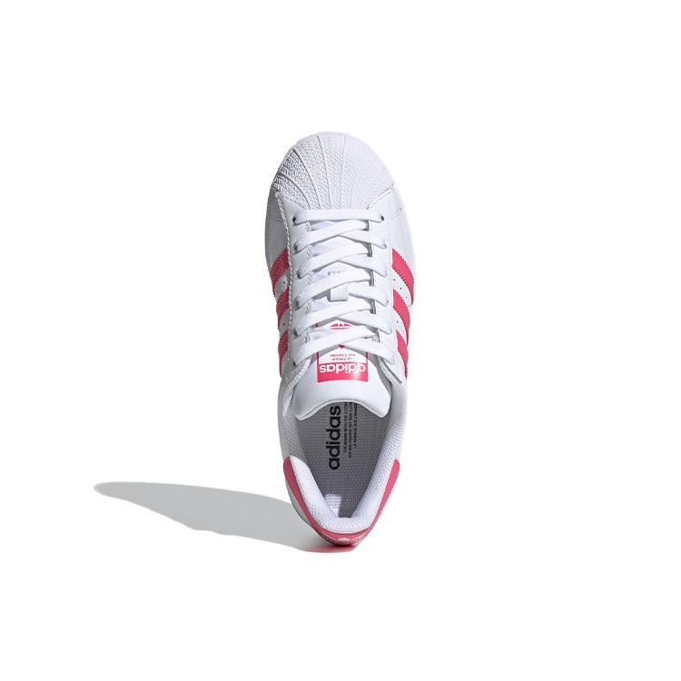 Adidas Originals SUPERSTAR J Leather Abrasion Resistant Low top Skateboard Shoes Bright White Powder Unisex FW0773