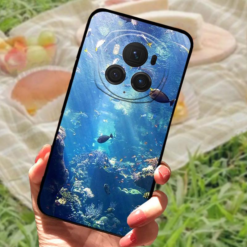 Für Honor Magic6 Pro Hülle Abdeckung Honor Magic6 Silikon Weich Marmor Schwarz Stoßstange Funda Coque für Honor Magic 6 Pro Vollständig Schützend