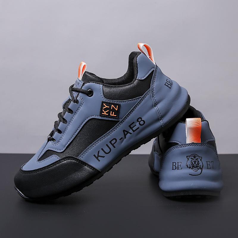 Men's Height-Boosting Leather Casual Sports Shoes with Velvet Lining - Autumn/Winter Comfort & Style Running Shoes