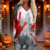 Women's Casual Long Sleeve V-Neck Print Tunic Top for Fall