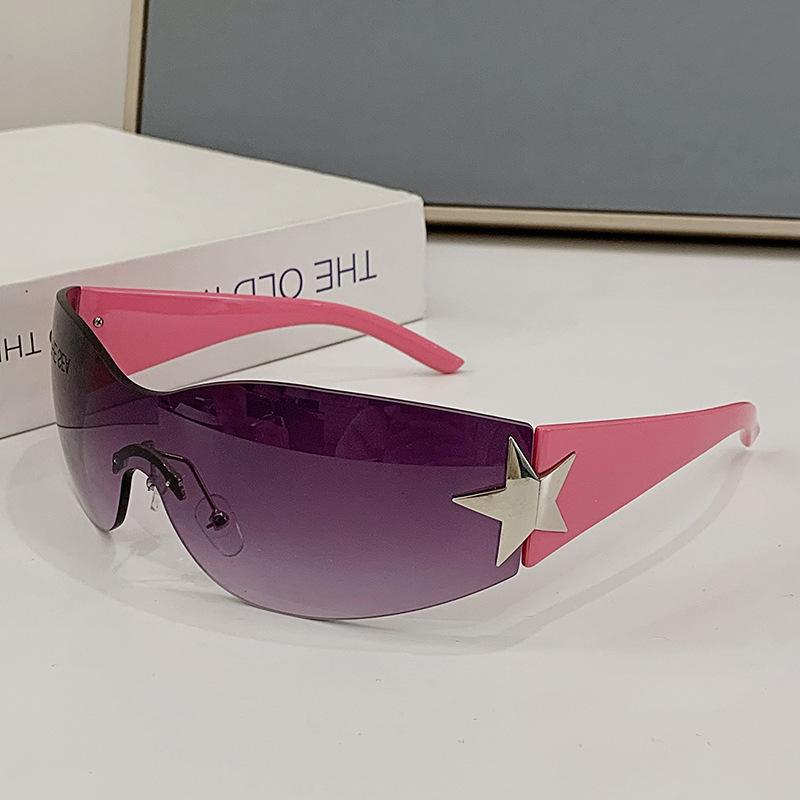One-piece rimless five-pointed star sunglasses, millennial spice girls street shooting yk glasses, women's European and American personalized su
