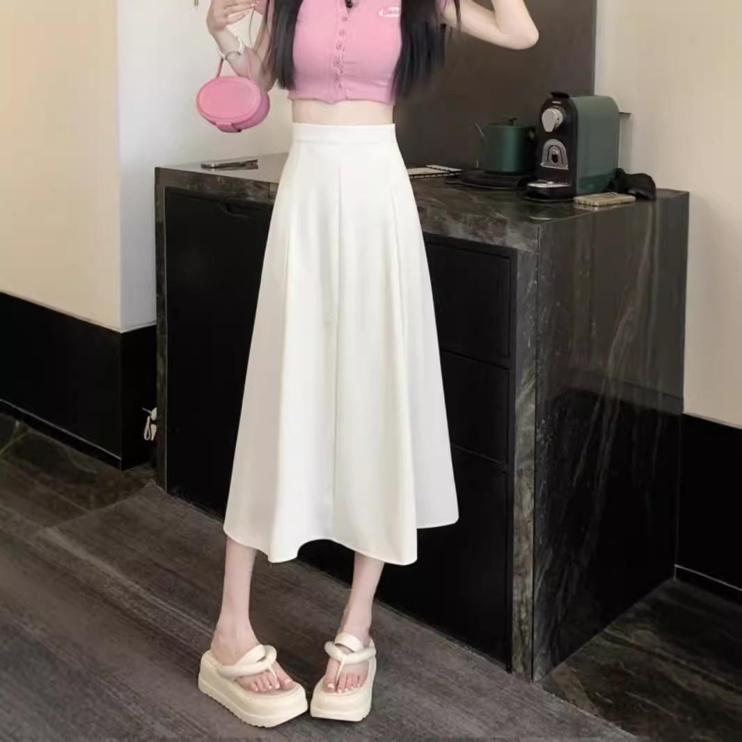 

2025 Women s Petite High-Waisted A-Line Umbrella Skirt - Slimming, Mid-Length, Hip-Hugging, Casual Drape Design Extra Small чорний