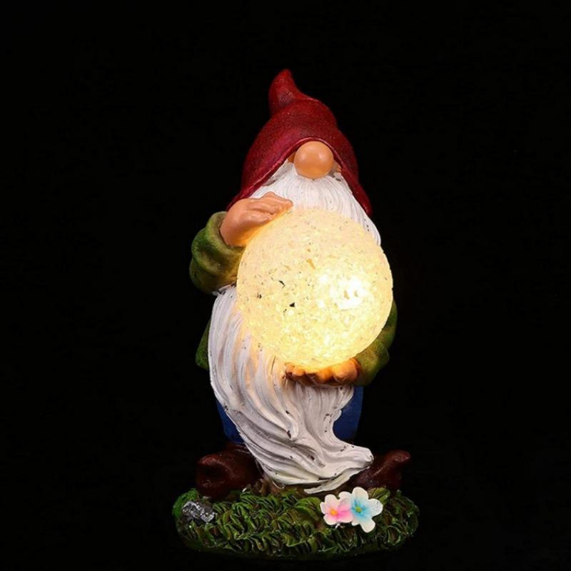 Outdoor Solar Garden Gnome Statue Garden Decoration Resin Crafts Gnome Dwarf Room Decorated Norse Style Sculpture Goddess Home