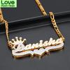 Double Layer Two Tone With Crown Heart Personalized Custom 18K Gold Tone Plated Name Necklaces Women Nameplate 3D Pendant JewelryTrendy Pendant