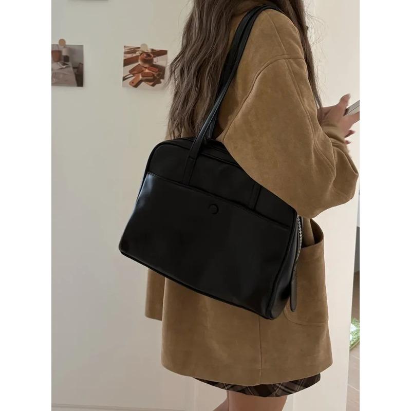 Retro Lässige Damen Schultertaschen Tragbare Pendler Damenbörse Handtaschen Große Kapazität Einfache Damen Buch-Tragetasche Unterarmtasche