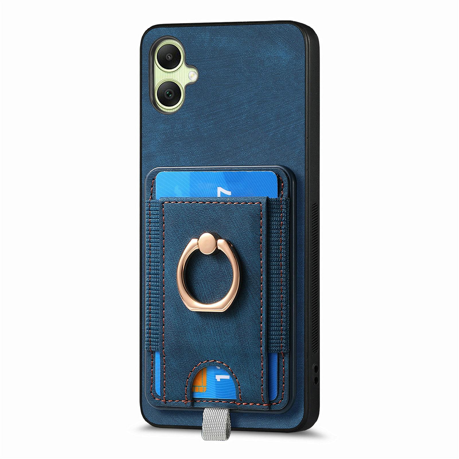 For Samsung Galaxy A06 4G Magnetic Case Card Holder Ring Kickstand PU Leather Phone Back Cover C