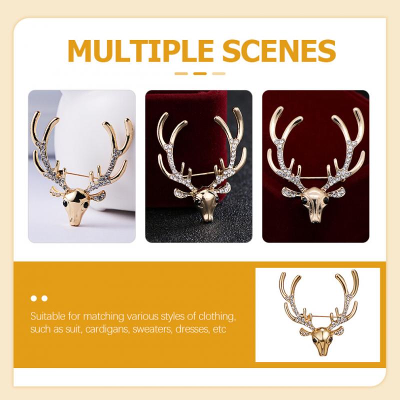 Deer Head Brooch with Antlers, Suitable for Wearing On Clothing