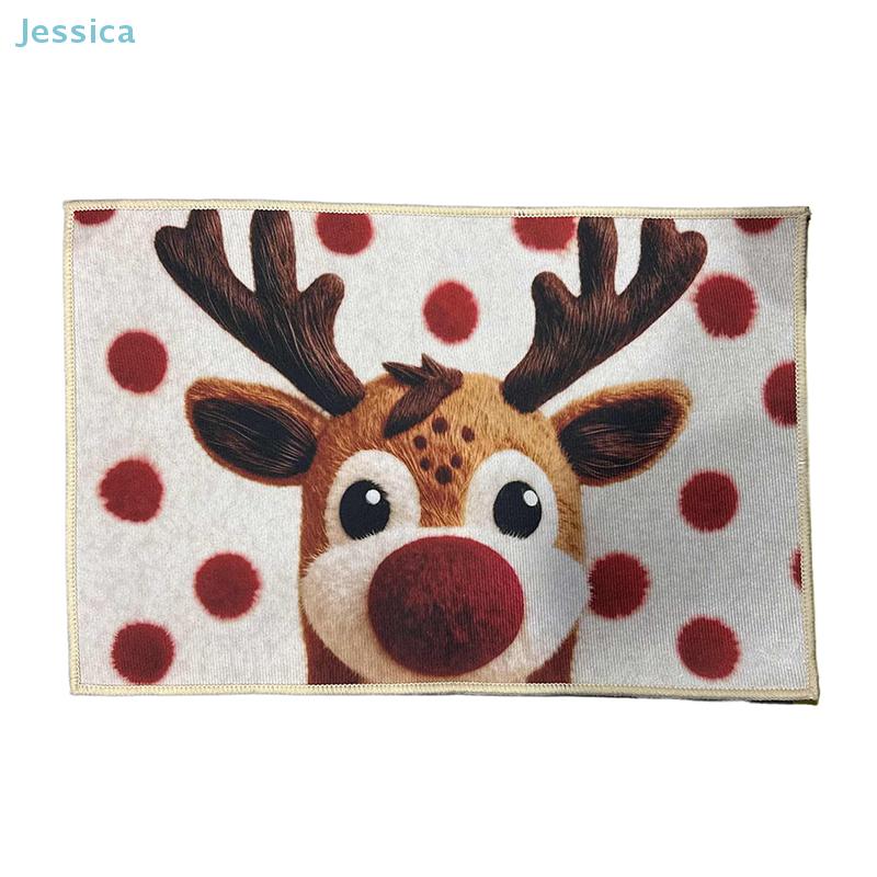 Weihnachts Rentier Fußmatte 3D Flauschig Rutschfest Eingangsteppich, Niedliche Weihnachten Fußmatte für Haustür/Innenbereich, Festliche Feiertage Heimdeko