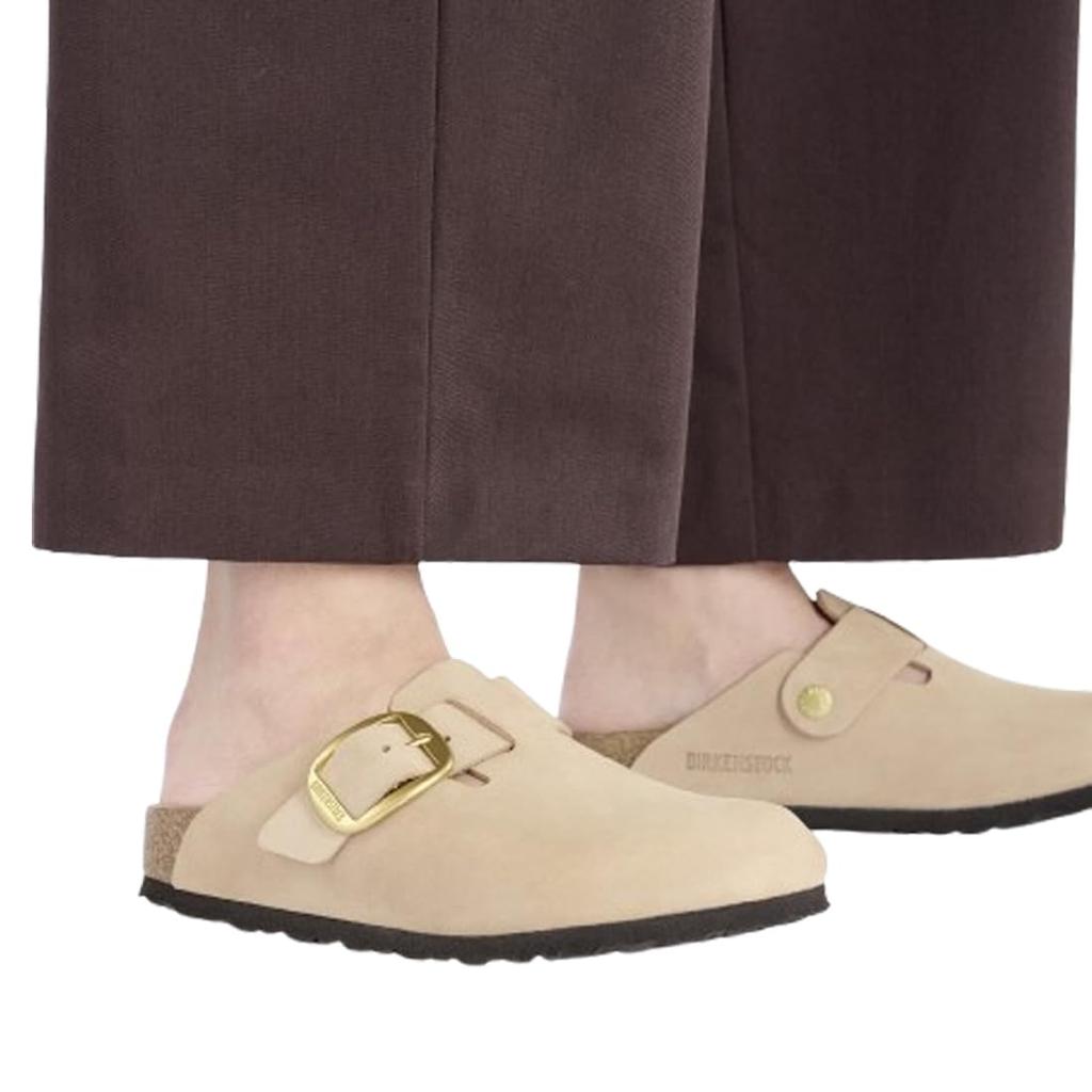 Birkenstock Boston Big Buckle Clog Nubuk Regular EU40 Sandalen, Leder, Weite, Beige, Unisex, 1028003, Sandburg, (26,0 cm)