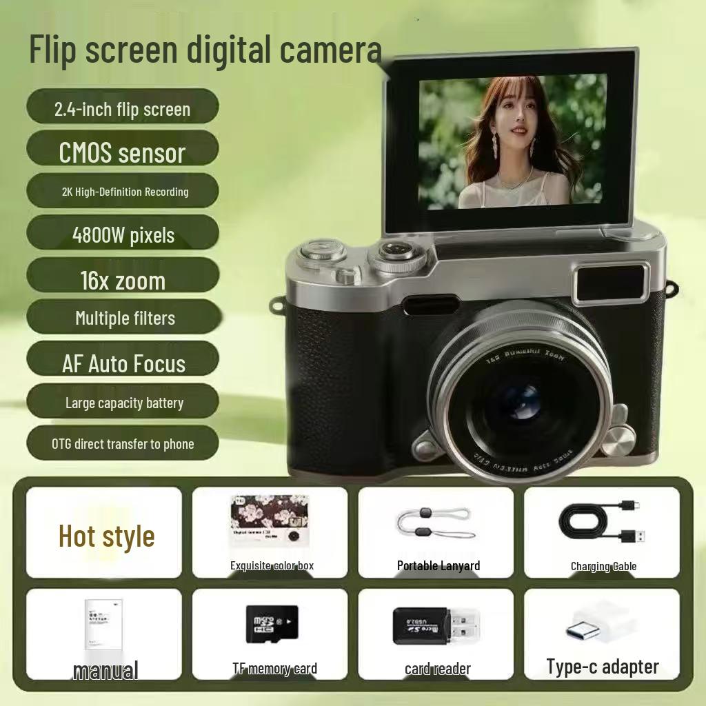 Vintage HD High-Pixel Dual Camera for Selfies and Portability