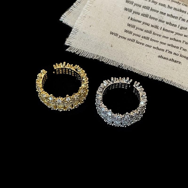 Fine Flash Cyrkon Cyrkon Otwarty Pierścień Damski Lekki Luksusowy Wysoki Sens Wykwintny Unikalny Modny Uniwersalny Pierścień Pierścień