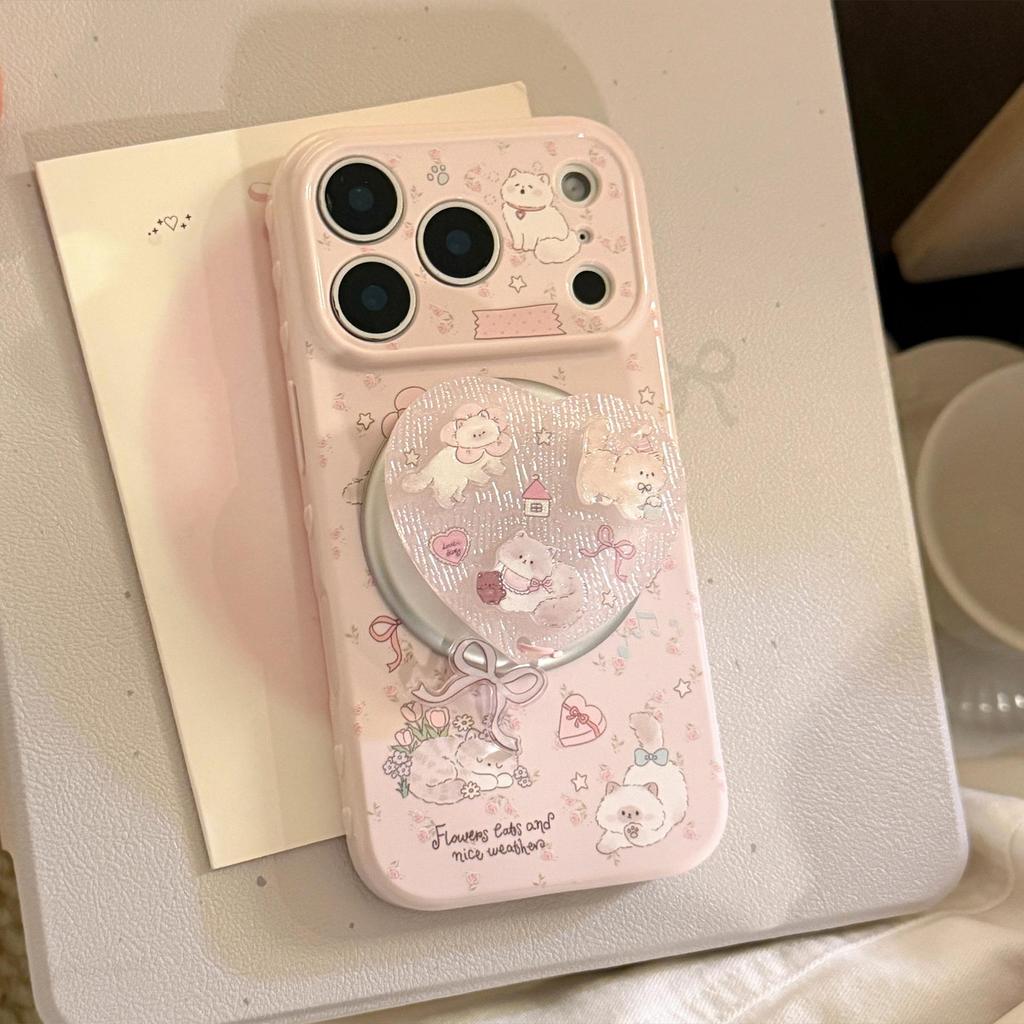 3D Cartoon Kitten Phone Case with Stand for iPhone 16, iPhone 17, and iPhone 17 Pro Max