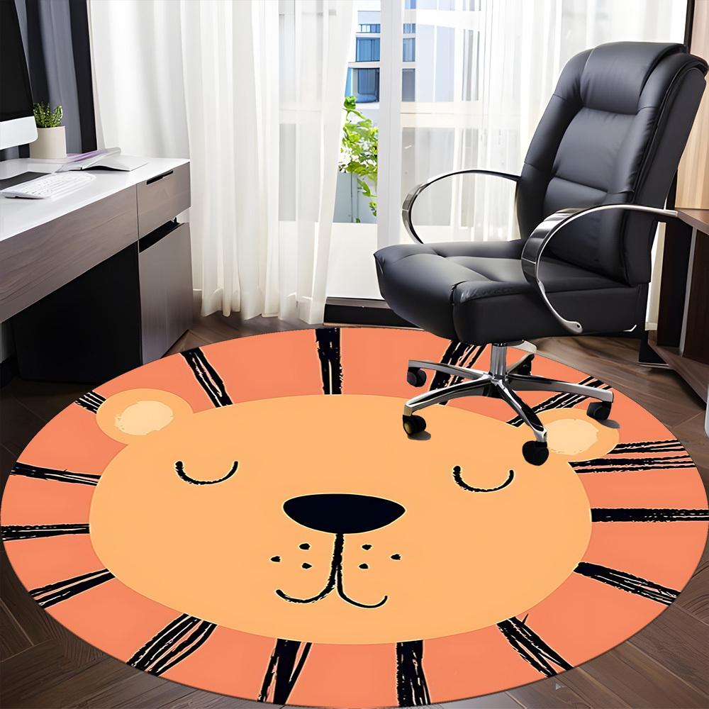 1pc Lion Face Office Round Rug, Non-slip, Soft and Durable Office Rug for Interior Decoration, Perfect for Office, Beautiful Decoration yy260312032
