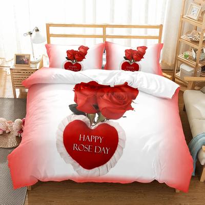 Set Copripiumino 3D 2/3 Pezzi Buon San Valentino Set Camera da Letto Biancheria da Letto Rosa Rossa Giorni Biancheria da Letto Jogo De Cama Set Letto Caldo