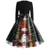 Šaty s vánočním potiskem pro ženy s dlouhým rukávem Duté společenské šaty pro volný čas