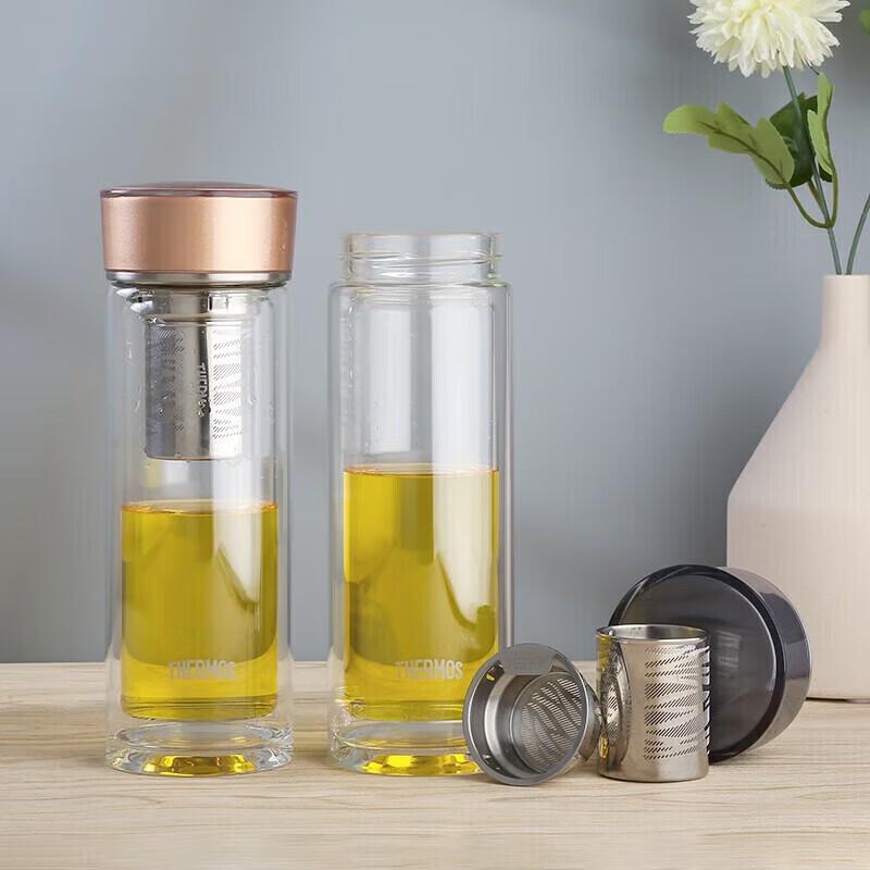 THERMOS 400ml Double-Layer Glass Tea Infuser Bottle
