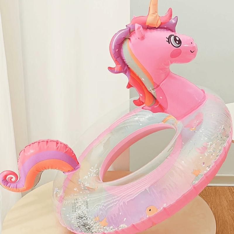 Glitter Rainbow Unicorn Inflatable Swim Ring Seat