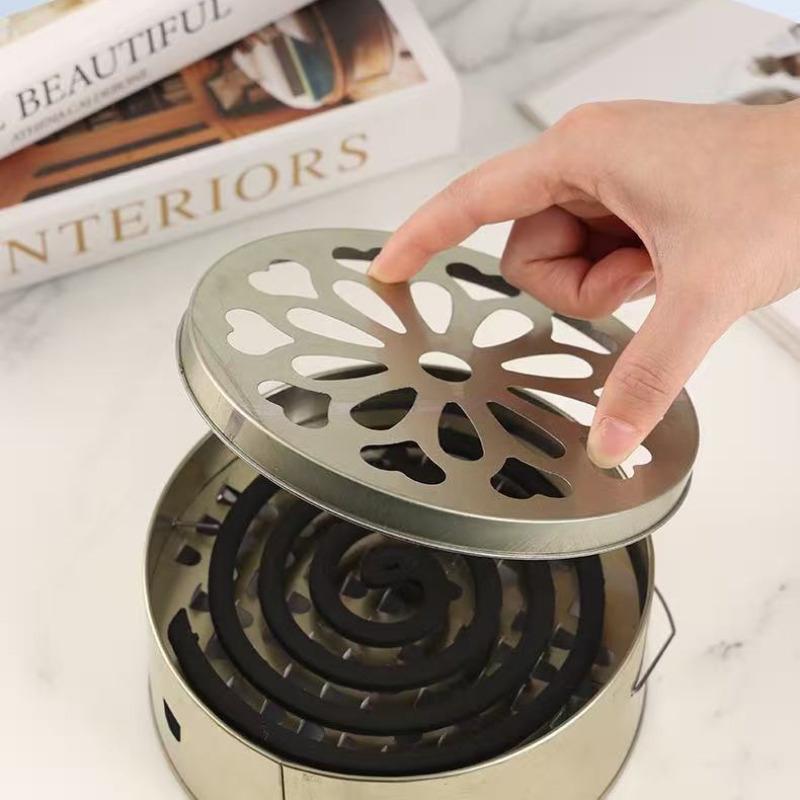 Stainless Steel Mosquito Coil Box With Lid Fireproof Ash Catcher For Home Kitchen Safety And Outdoor Portable Burning