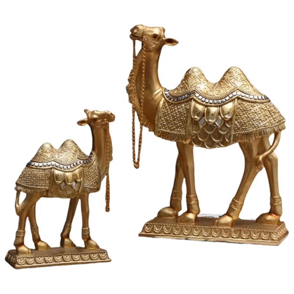 Classic Standing Camels Sculpture Elegant Feng Shui Ornaments Golden Camel Statue  Valentine'S Day