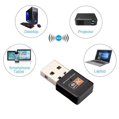 600Mbps Dual Band 2.4G//5G Hz Wireless Lan Card USB PC WiFi Adapter 802.11AC US
