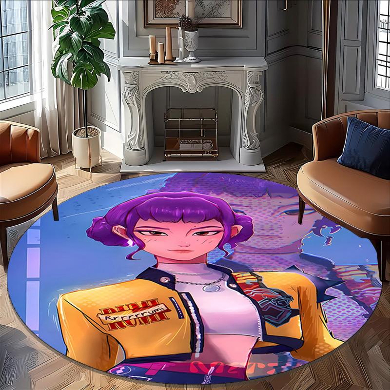 1pz KPop Demon Hunters ZOEY3 Stampa Tappeto Rotondo Sedia Tappeto Rotondo Adatto per Camera da Letto Soggiorno Tappeto Decorativo per la Casa