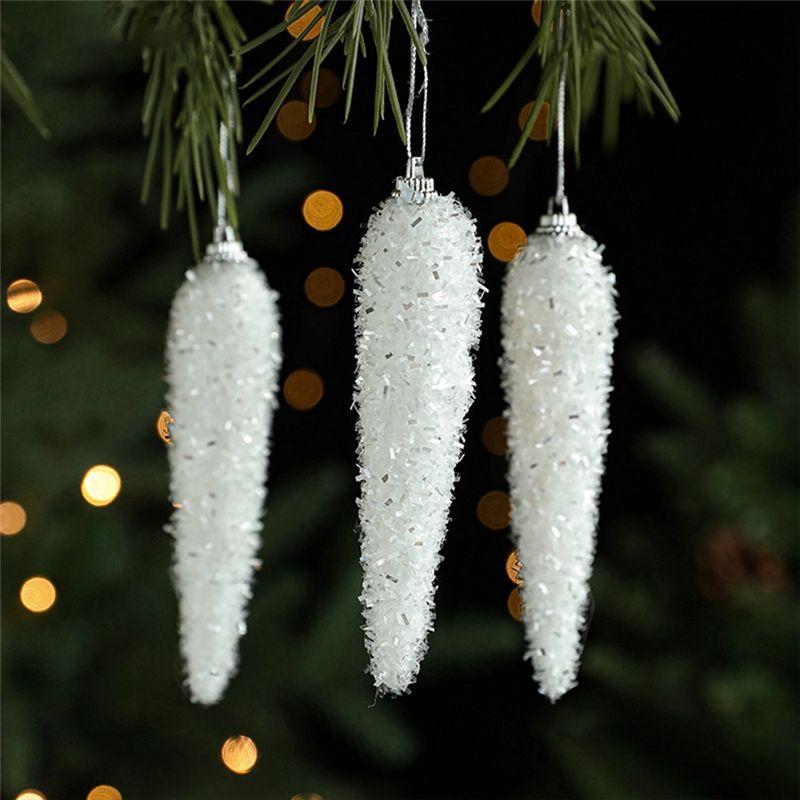 A84X-Christmas Tree Decorations White Foam Christmas Tree Ornaments Hanging Ornaments Home Decoration New Year Gift