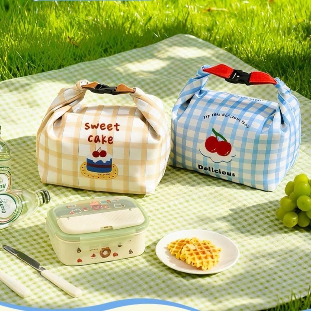 New Cartoon Print Lunch Bag Large Capacity Oil-proof Outdoor Picnic Bag Fresh-Keeping Portable Students Lunchbox Bag