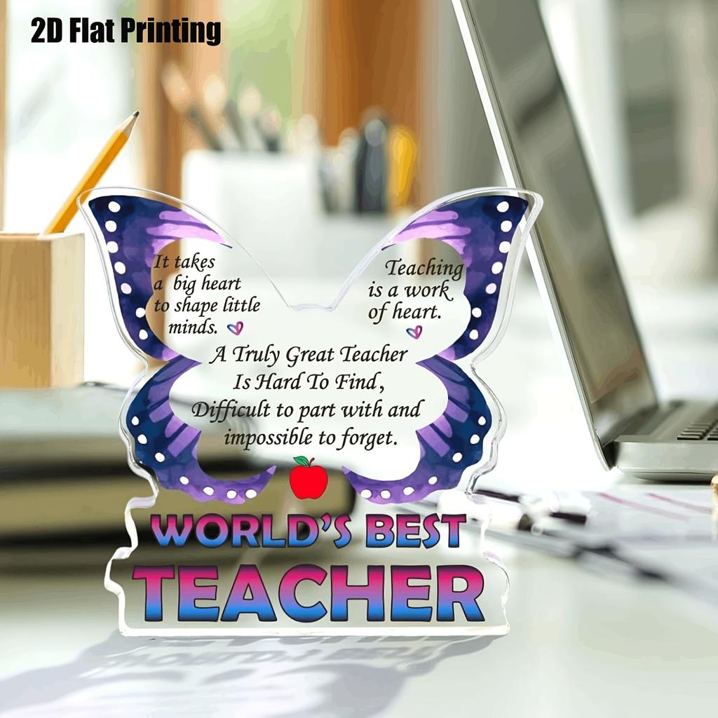 World'S Best Teacher Acrylic Desk Decoration - Meaningful Gift for Graduating Students, Teacher Retirement, Thanksgiving - Cherished Keepsake for Edu