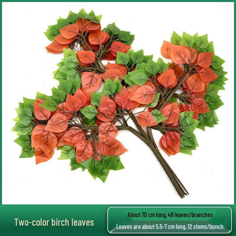 Artificial Red Maple, Ginkgo, Birch, Banyan, Elm Leaves for Landscaping