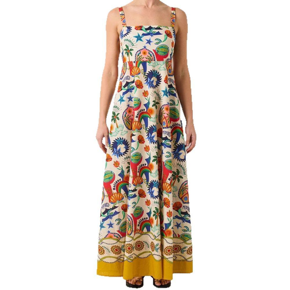 2025 Spring Graffiti Print Swing Dress - European & American Style