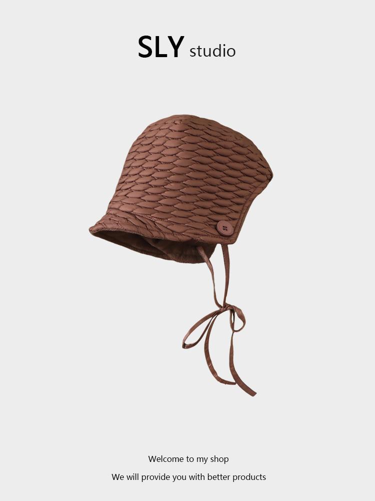 

Милая шляпа-лоли женская осенне-зимняя трендовая пуловер шляпа-ведро повседневная универсальная теплая шапка для защиты ушей Adult (56-58cm) шоколадный