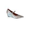 Corner Paris~ pointed wedge heel Mary Jane light mouth one-word buckle belt temperament silver high heel versatile single shoes women