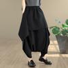 DIMANAF 2026 Summer Beach Plus Size Solid Black Long Pants Women Elastic Waist Loose Vintage Casual Trousers Skirt Pants Bottoms