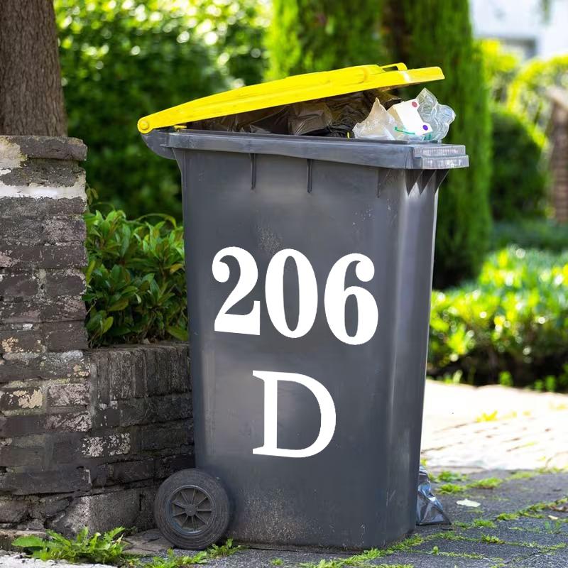 Wheelie Bin Stickers Self-Adhesive Trash Can Labels Pvc Number 0-9 Letters A-G Stickers Garage Car Bins Stickers Weatherproof