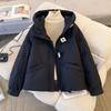 Autumn Winter Loose Korean Short Cotton Hooded Coat, Bread Clothes