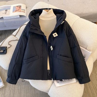 Herbst Winter Lockerer Koreanischer Kurzer Baumwoll-Kapuzenmantel, Brotkleidung