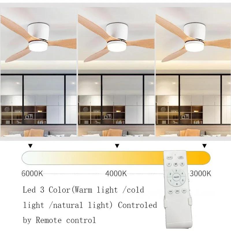 Ventilador de teto LED moderno sem luzes, ventilador de controle remoto de loft de piso baixo com luzes, ventilador de sincronização de motor CC, 6 velocidades, 20 cm