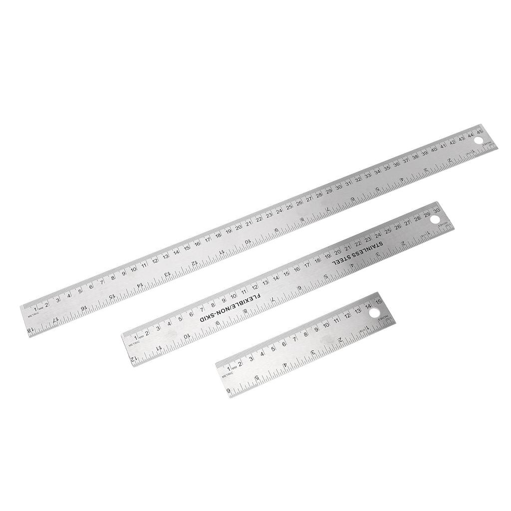 3 Stück Korkrückseite Metalllineal Rutschfest Gerade Messgerät Werkzeug Edelstahllineale mit