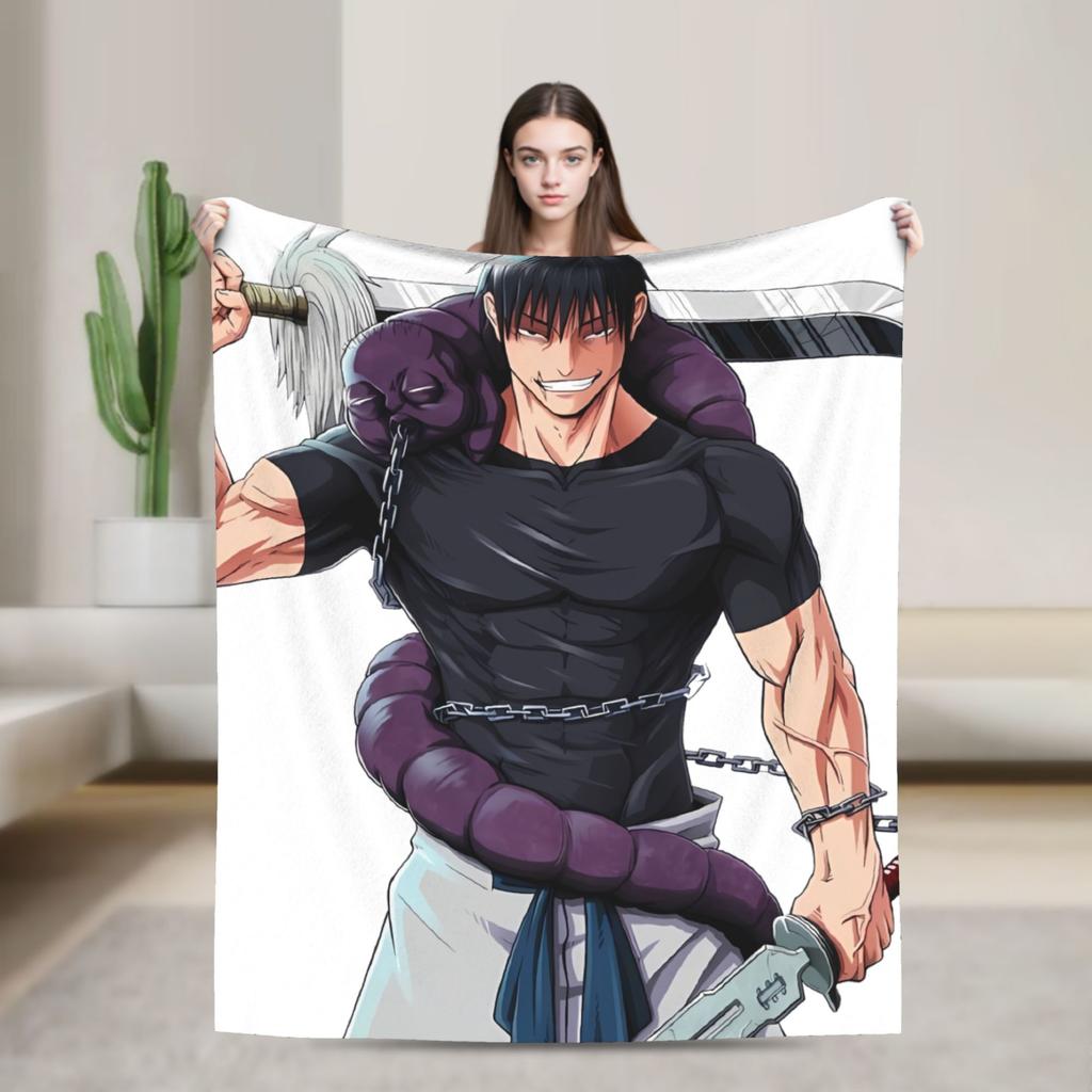 Sorcerer Killer Anime Toji Fushiguro Plush Blanket Students Flannel Throw Blanket For Living Room Warm Soft Quality Bedspread