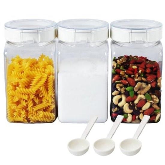 Takeya Official Storage Container 3-Piece Set Square 1.4L 1400ml Spoon FRESHLOK High Airtightness Sealed Refrigerator Protein Spices Seasoning Flour