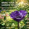 Metal Garden Bee Bath: 23.62in Handmade Pollinator Water Station with Bird Bath and Flower Design   Outdoor Yard Decor for Bees and Birds Purple