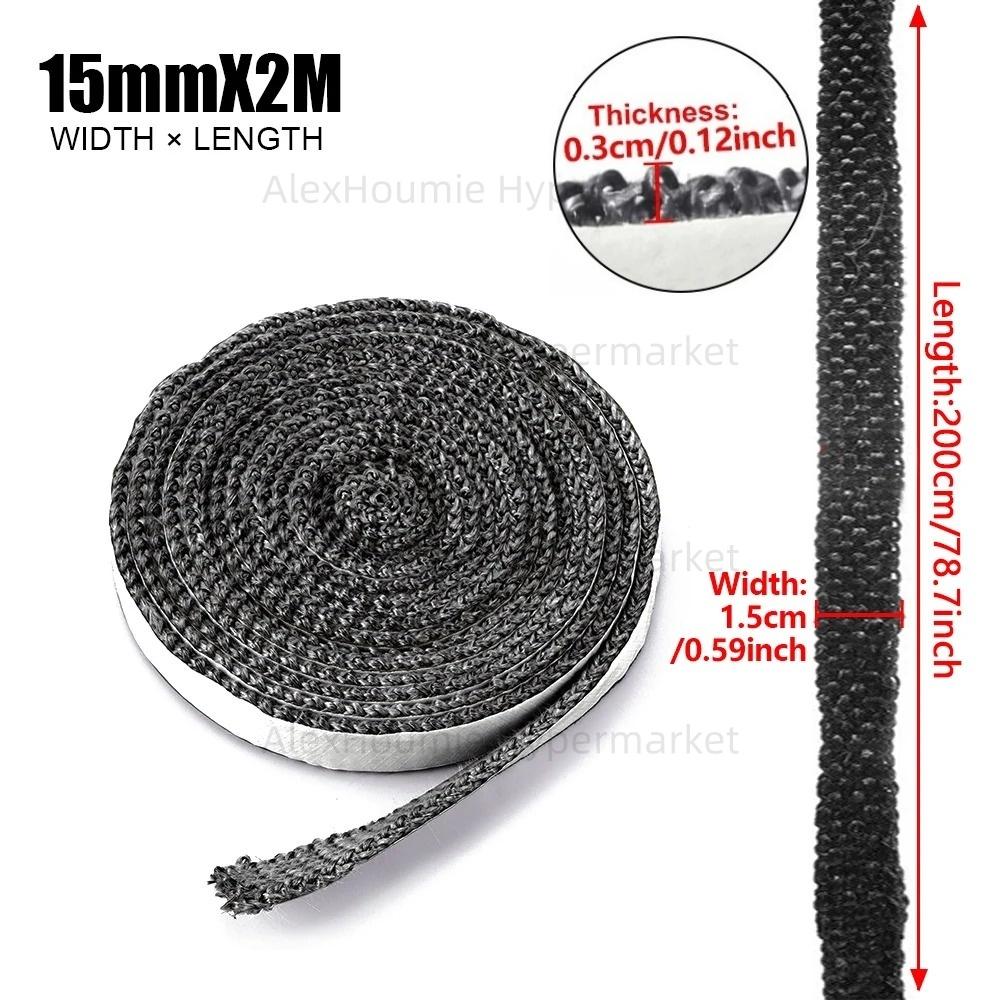3mm Thickness Black Log Burner Stove Rope Fireproof Self-Adhesive Glass Fiber Fireplace Door Sealing Replacement Gasket Tape