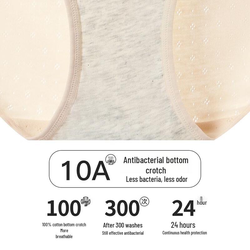 Fenteng Women's 100% Cotton Antibacterial 3-Pack Briefs