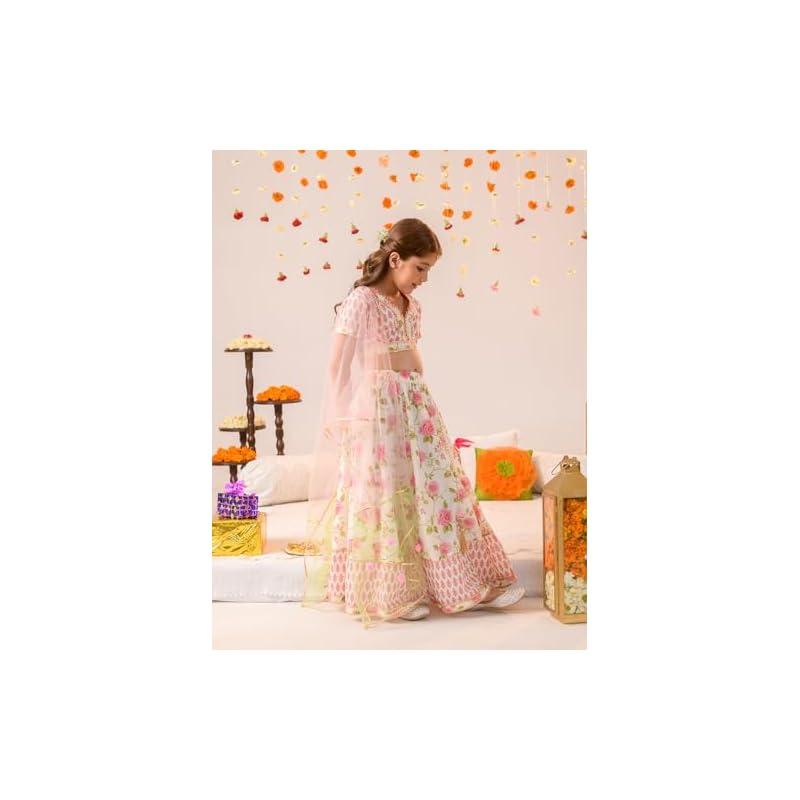 Meiteņu kokvilnas gatavs Lehenga Choli ar