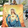 Jesus Jungfrau Maria Prayer Blanket- Lightweight Flannel Throw for Sofa ,Digital Printed Blanket with Soft & Worm Flannel Fabric