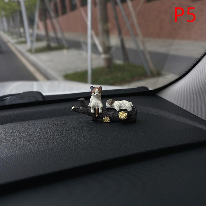 Cute Car Decoration Sleeping Cat Doll Creative Auto Ornaments Toys Cat Micro Landscape Model Cute Car Accessories Gifts