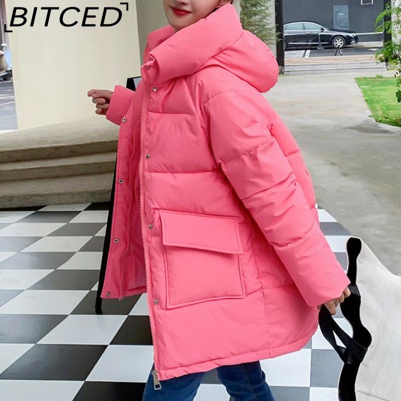 BITCED Women's Mid-Length Winter Waist-Defining Thickened Cotton Coat, Padded Jacket