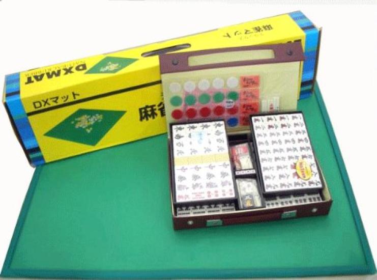 Mahjong DX Mahjong mat large and mahjong tiles 4 yakitori mark tiles set (69cm square, size) (narcissus design, included).