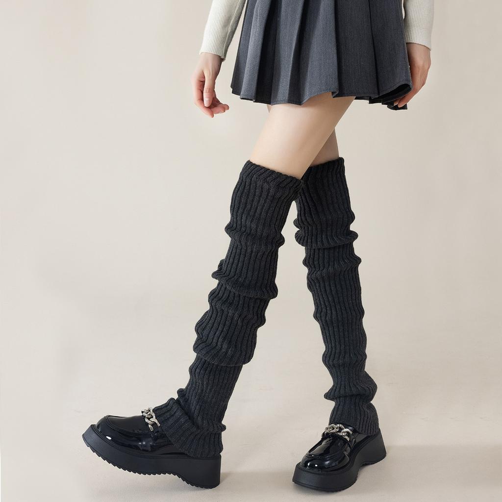 Knee-length Stocking Gloves for Women in Autumn and Winter, Knitted Pile Socks, Long Stockings for Girls, Winter Long Leg Covers